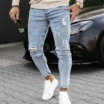 Spodnie jeansowe męskie RAW OLAVOGA niebieskie