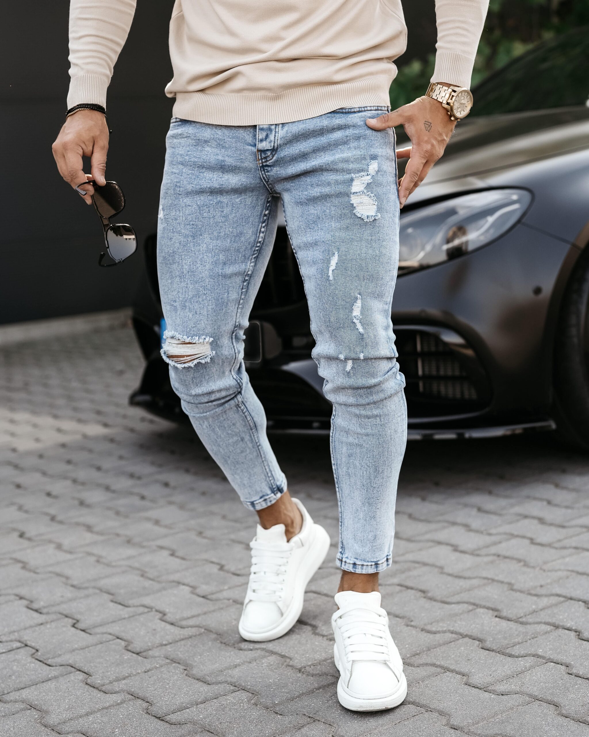 Spodnie jeansowe męskie RAW OLAVOGA niebieskie