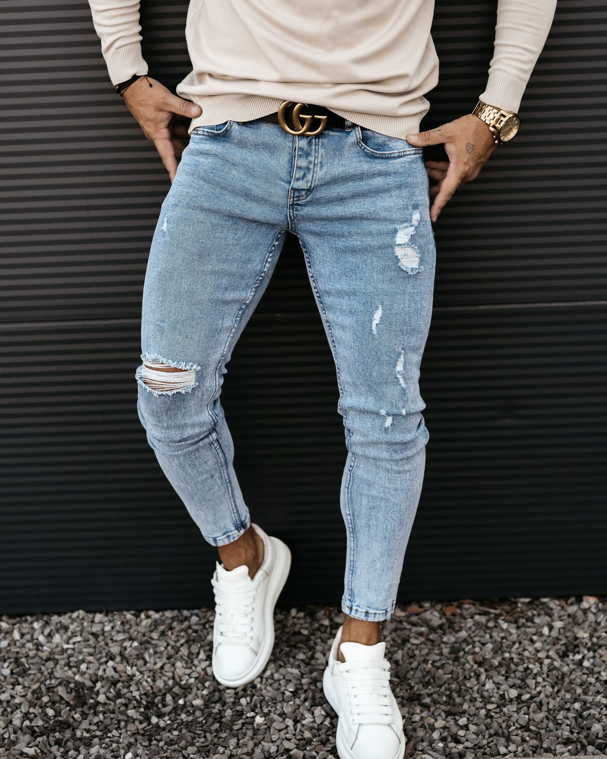 Spodnie jeansowe męskie RAW OLAVOGA niebieskie