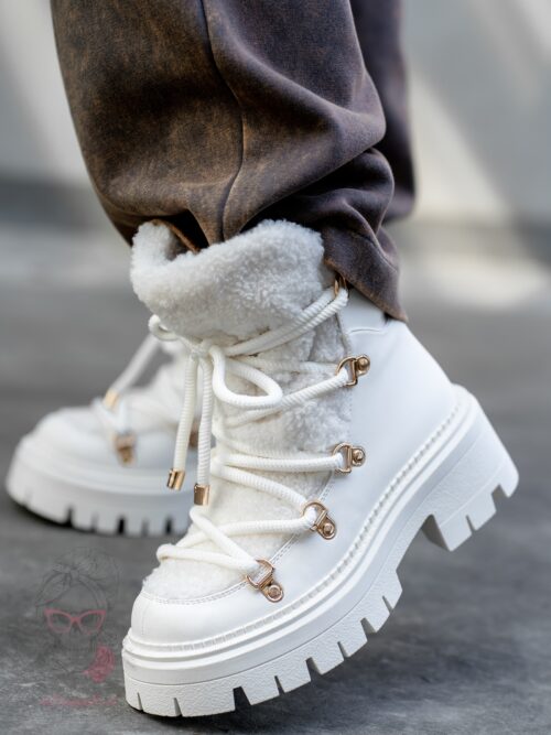 Botki z barankiem Madam Flesz białe