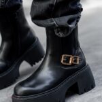 Botki na grubej podeszwie Rock Risson czarne