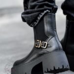 Botki na grubej podeszwie Rock Risson czarne