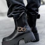 Botki na grubej podeszwie Rock Risson czarne