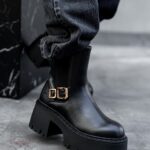 Botki na grubej podeszwie Rock Risson czarne