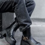 Botki na grubej podeszwie Rock Risson czarne