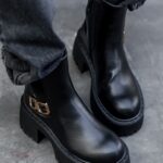 Botki na grubej podeszwie Rock Risson czarne