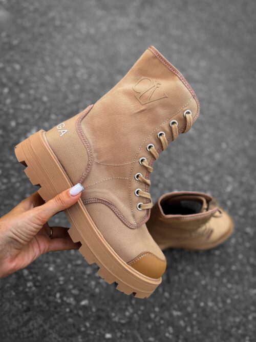 Workery damskie wiązane PASSION OLAVOGA karmelowe