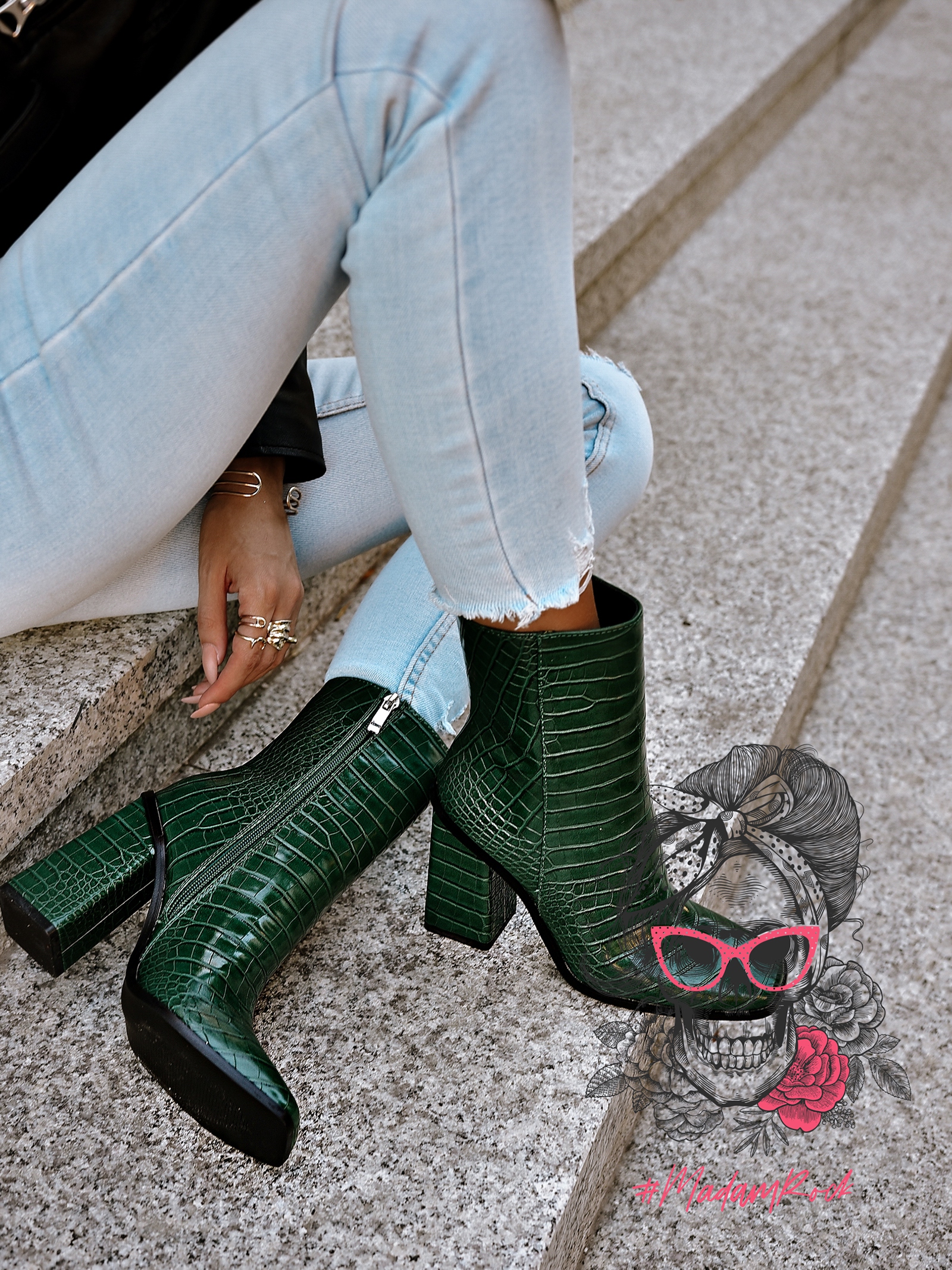 Botki na słupku Madam Pilen zielone