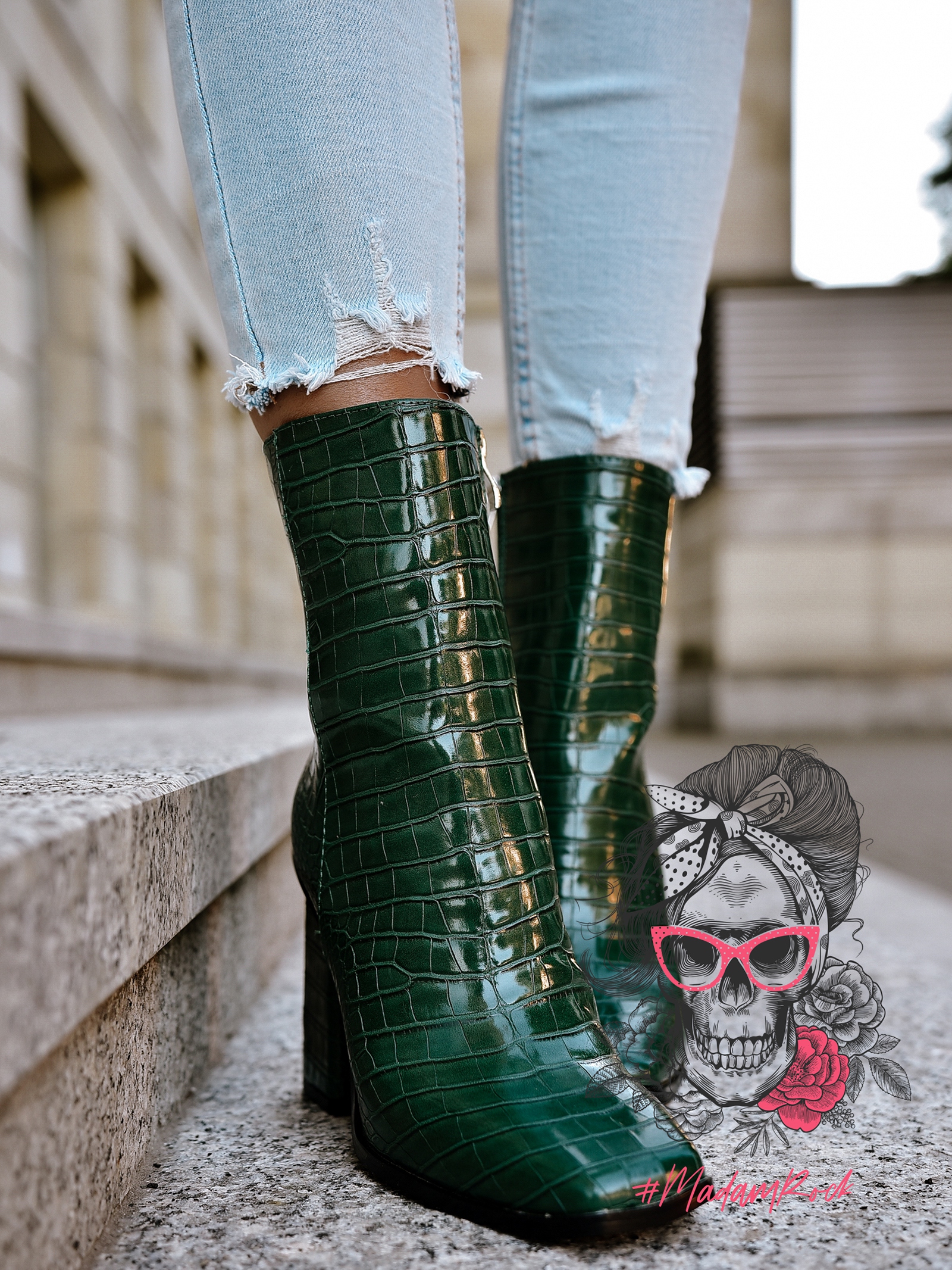 Botki na słupku Madam Pilen zielone