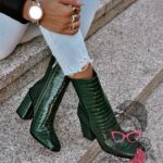 Botki na słupku Madam Pilen zielone