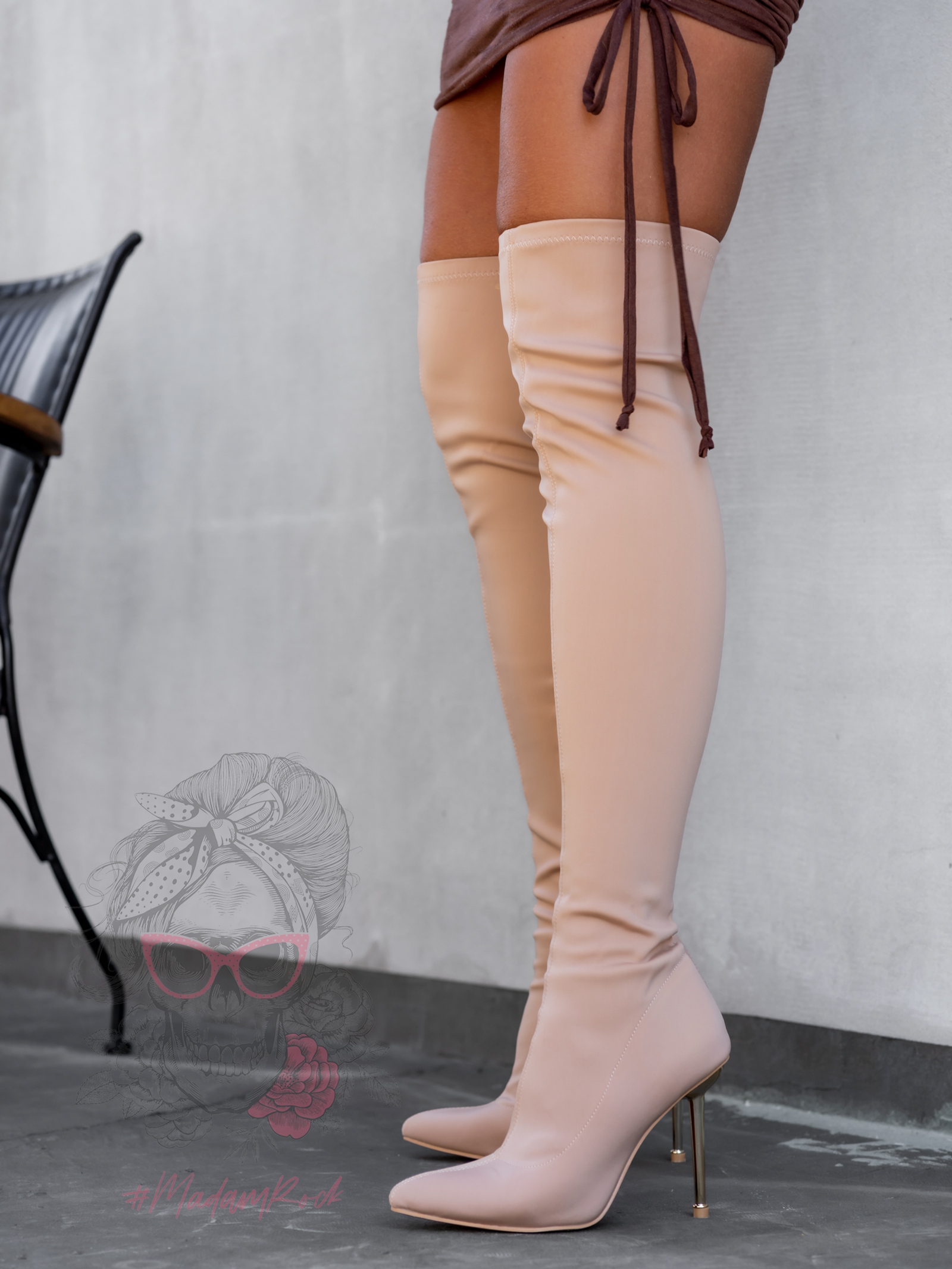 Kozaki elastyczne Madam Caleya beżowe