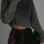 Sweter z efektem sprania Loteso szary