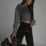 Sweter z efektem sprania Loteso szary