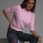 Moherowy sweterek Pipis cukierkowy róż