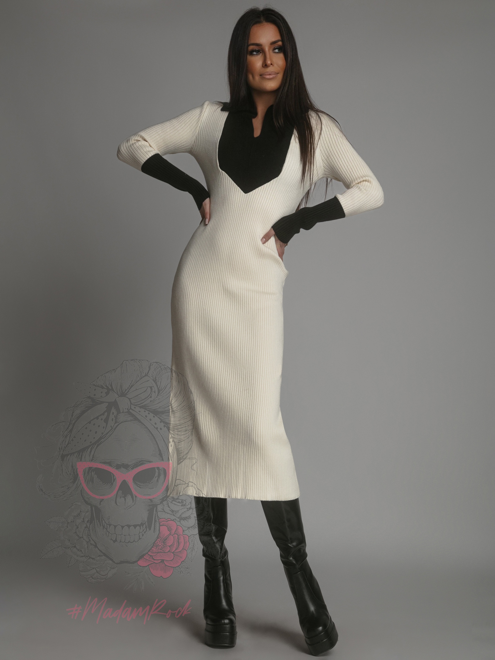 Sukienka dzianinowa Sintelo ecru