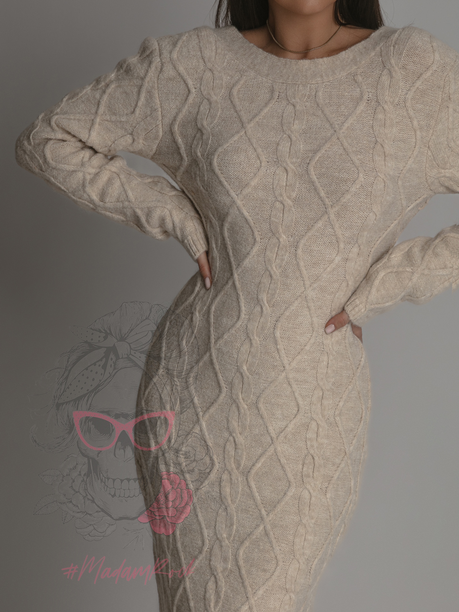 Sukienka sweterkowa Jotela beżowa