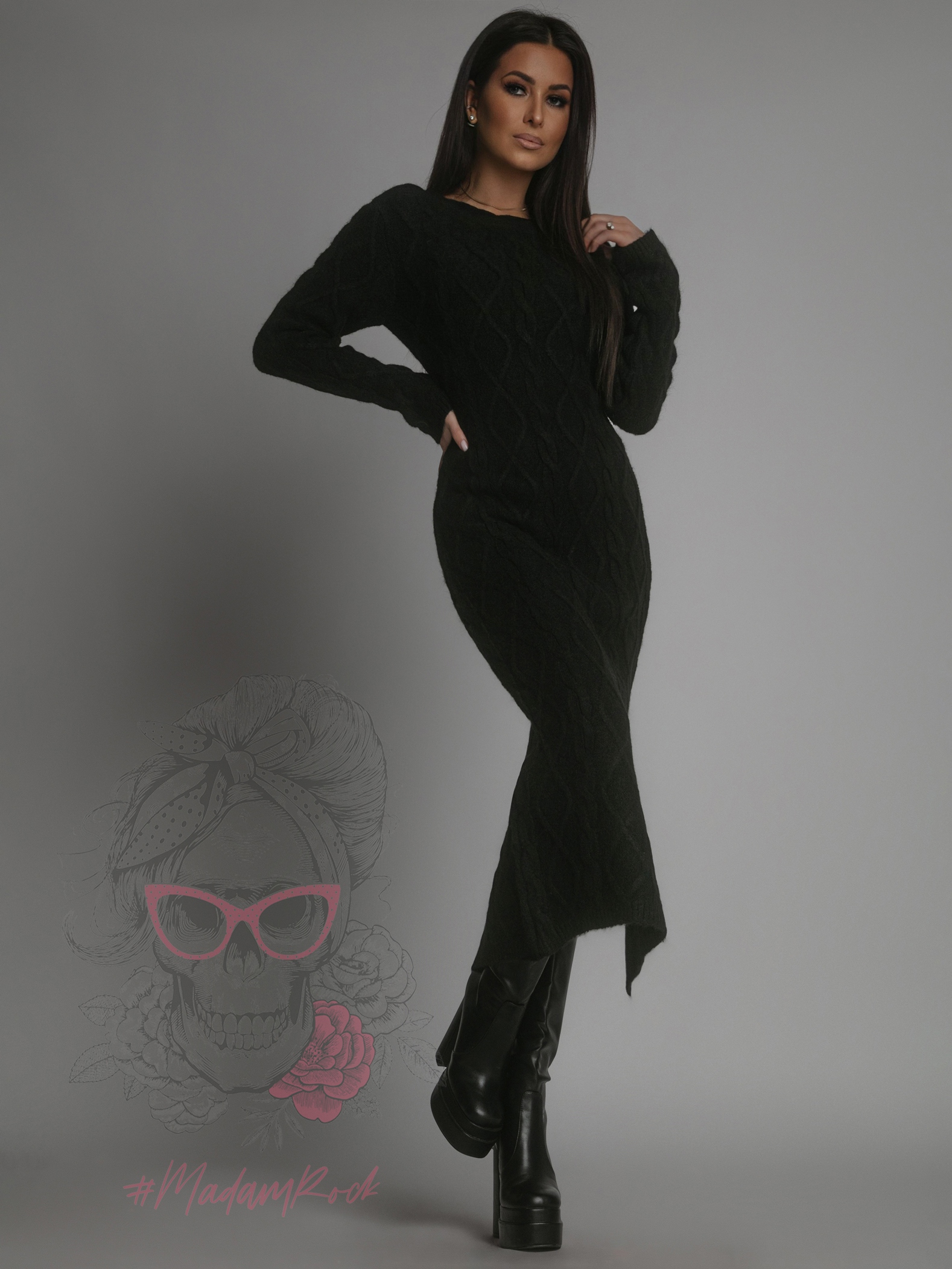 Sukienka sweterkowa Jotela czarna