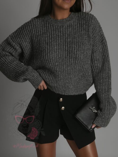 Sweter z metaliczną nitką Gork stalowy