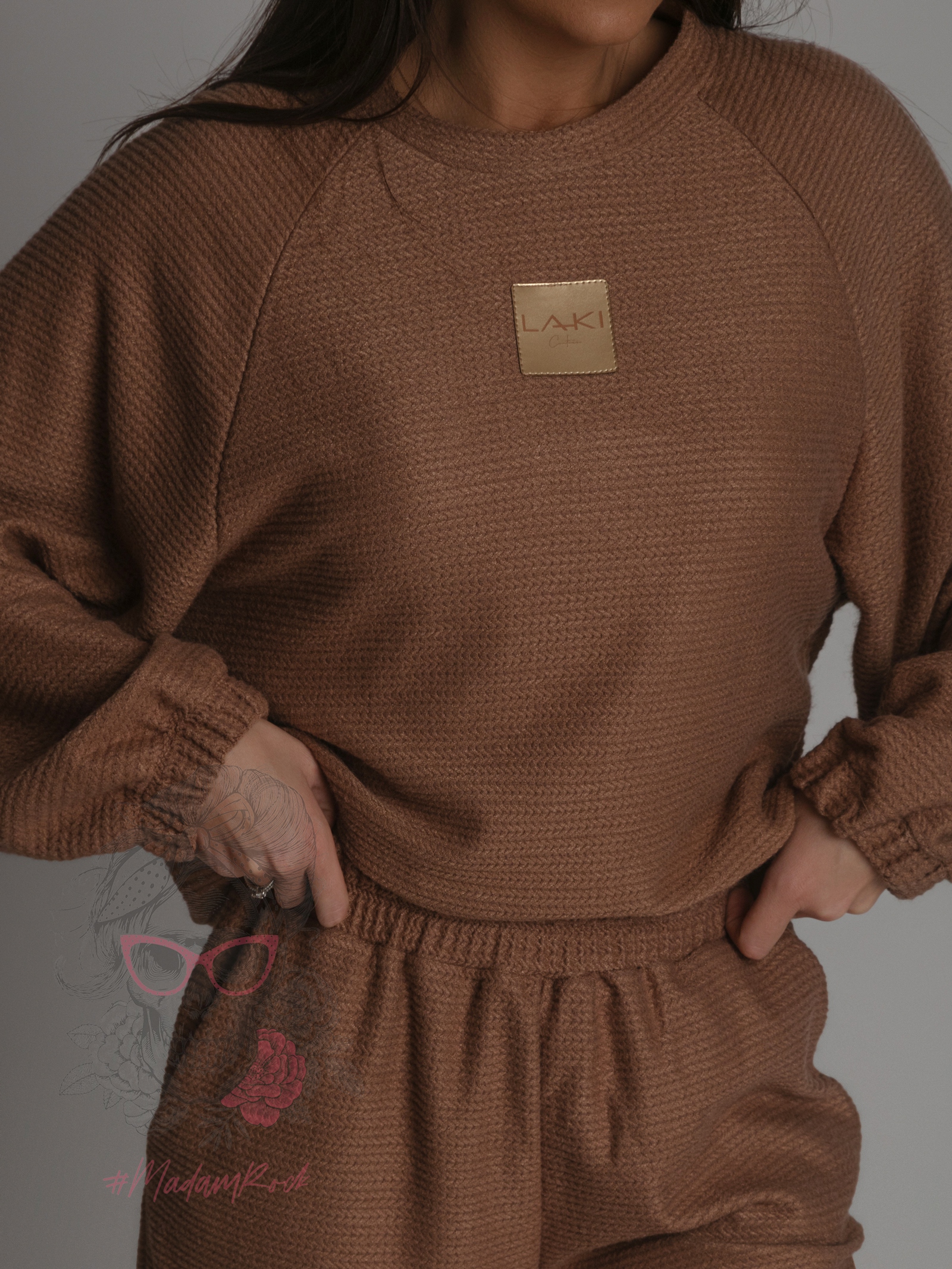 Komplet sweterkowy Cossy brązowy Komplet sweterkowy Cossy brązowy