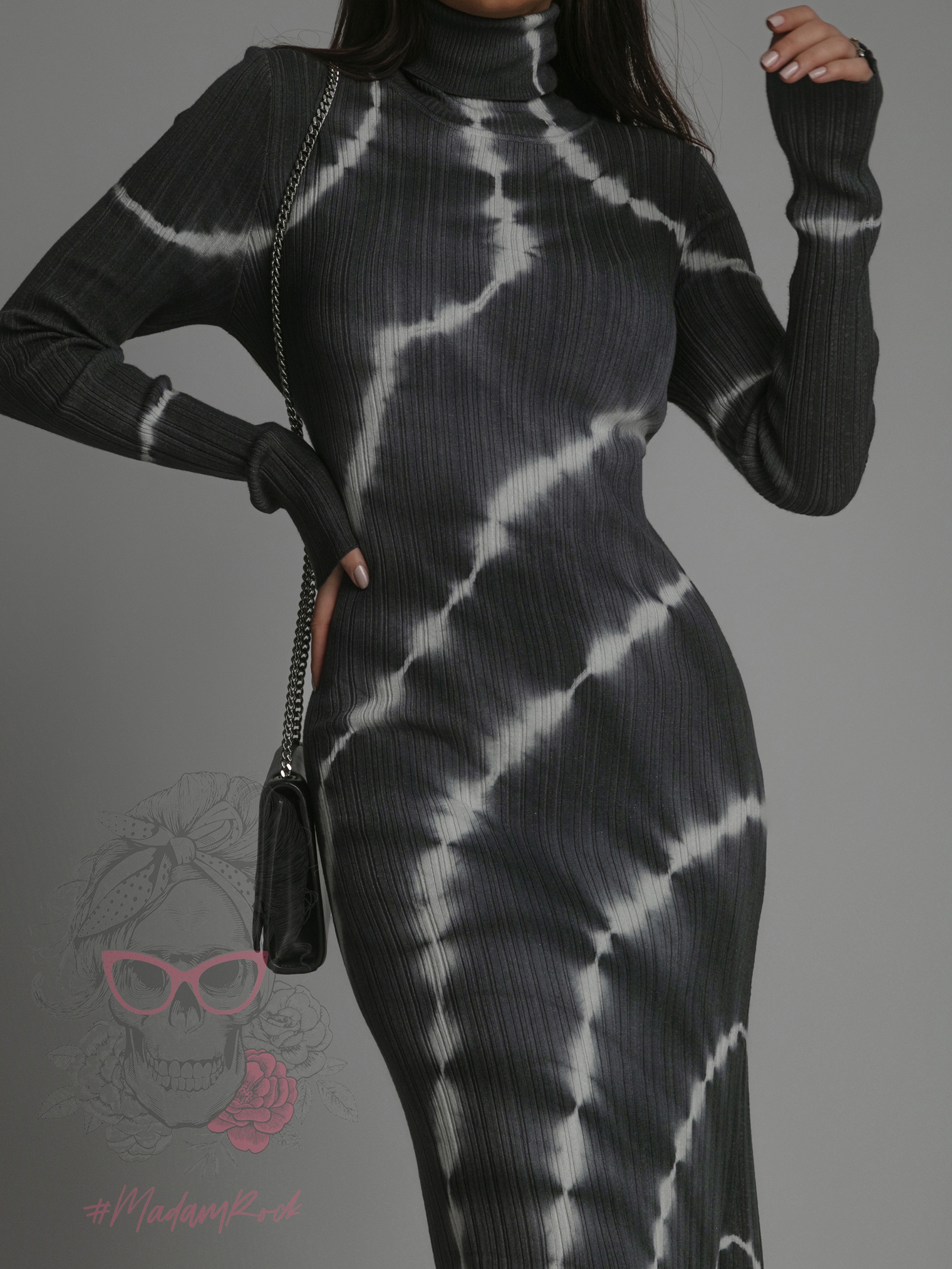 Sukienka dzianinowa Shadows grafitowa Sukienka dzianinowa Shadows grafitowa