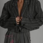 Marynarka krótka z flauszu Zoga grafitowa