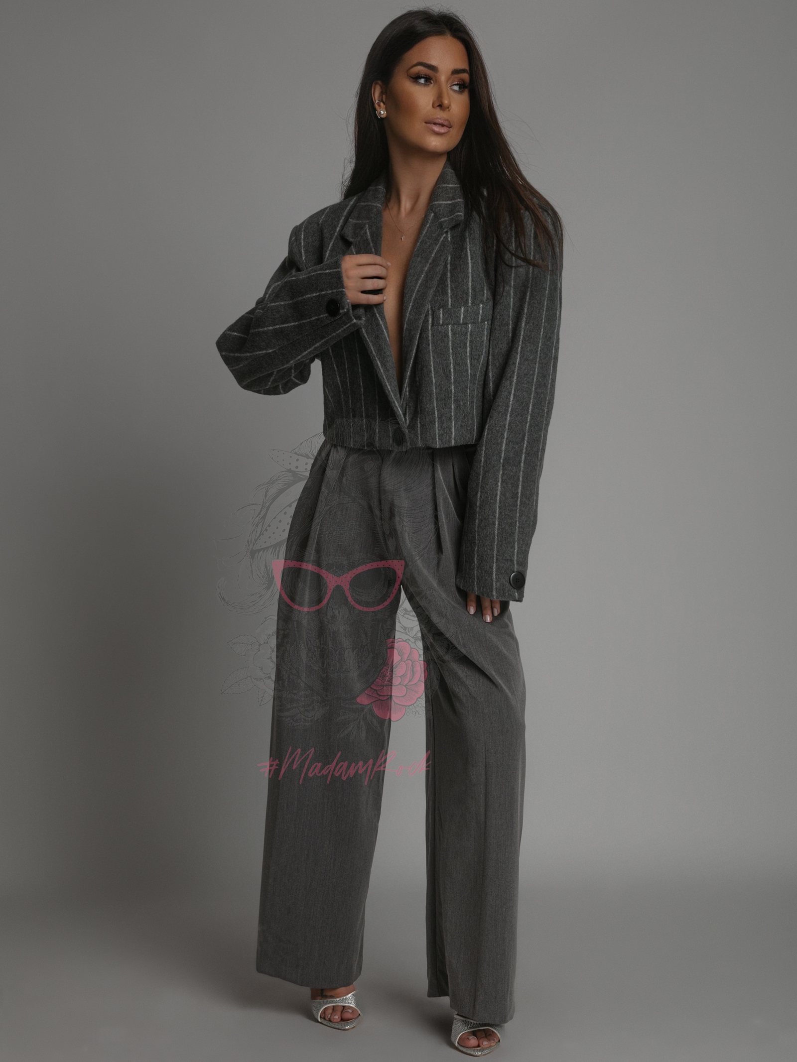 Spodnie z szerokimi nogawkami Kass szare Spodnie z szerokimi nogawkami Kass szare