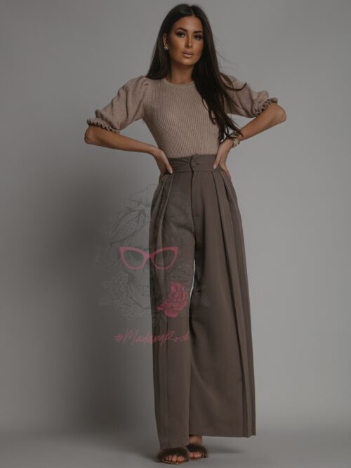 Spodnie z szerokimi nogawkami Kass brązowe