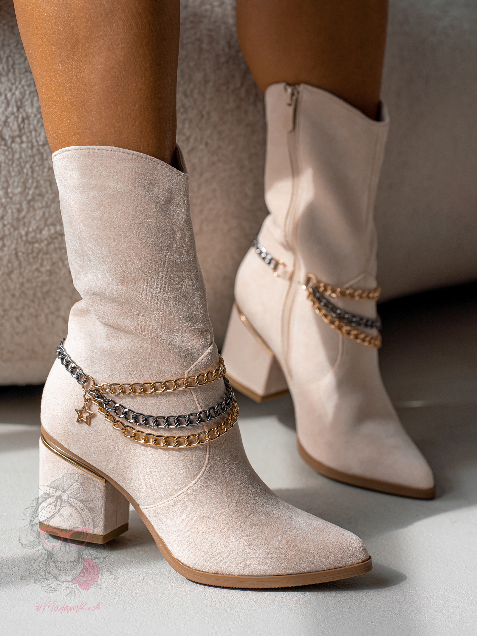 Botki na obcasie Madam GameStar beżowe Botki na obcasie Madam GameStar beżowe