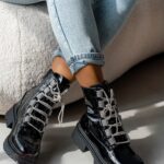 Workery z cyrkoniami Madam Aweksa lakierowane czarne