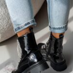 Workery z cyrkoniami Madam Aweksa lakierowane czarne