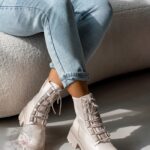 Workery z cyrkoniami Madam Aweksa lakierowane beżowe