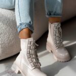 Workery z cyrkoniami Madam Aweksa lakierowane beżowe