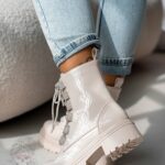 Workery z cyrkoniami Madam Aweksa lakierowane beżowe