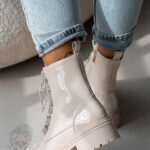 Workery z cyrkoniami Madam Aweksa lakierowane beżowe