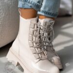 Workery z cyrkoniami Madam Aweksa lakierowane beżowe