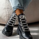 Workery z cyrkoniami Madam Aweksa II matowe czarne