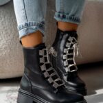 Workery z cyrkoniami Madam Aweksa II matowe czarne