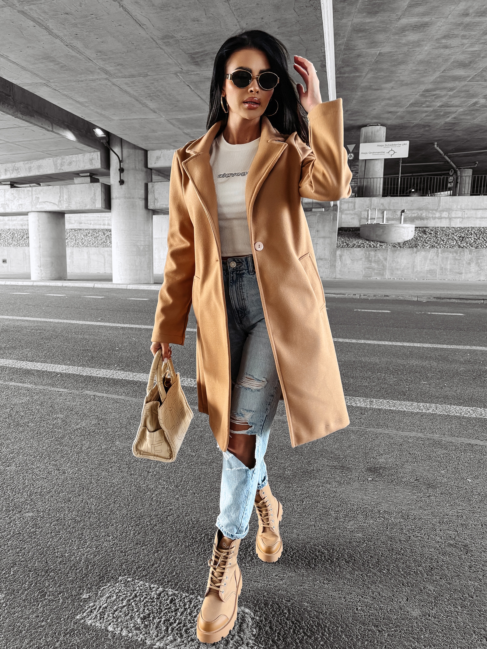 Płaszcz jesienny LOVER OLAVOGA karmelowy