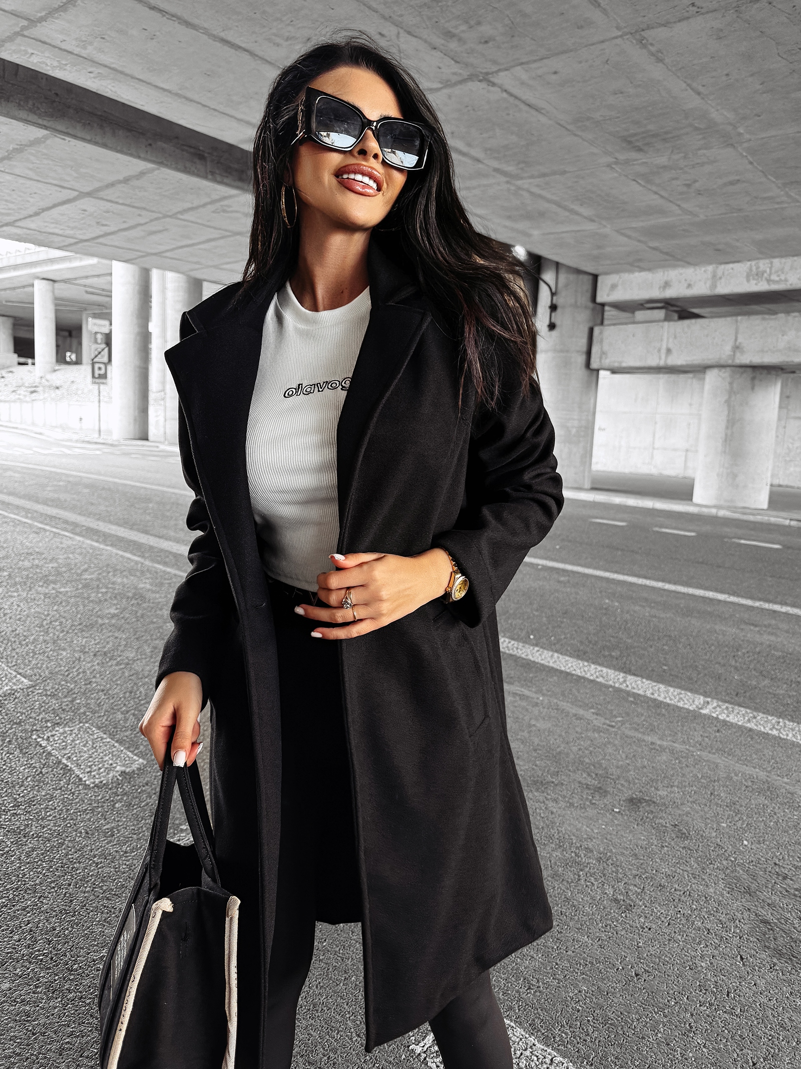 Płaszcz jesienny LOVER OLAVOGA czarny