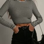 Bluzka w paski Malina biało-czarna