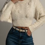 Sweter z odkrytymi plecami Mitesso beżowy