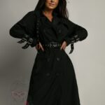 Płaszcz ze skórzanymi paskami Undergars czarny