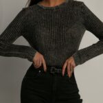 Bluzka prążkowana Unegor szara