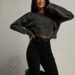 Sweter z perłami Dergod szary