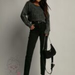 Sweter z perłami Dergod szary