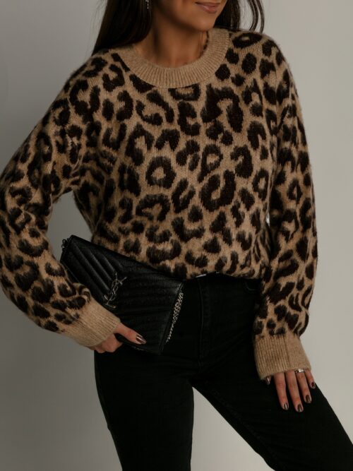 Sweter w panterkę Cadmir beżowy