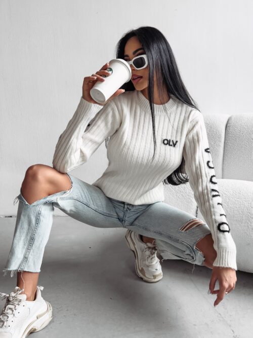 Sweter logowany MILLY OLAVOGA ecru