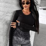 Bluzka przylegająca gładka RANDA OLAVOGA czarna