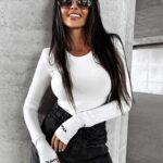 Bluzka przylegająca gładka RANDA OLAVOGA ecru