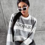 Sweter w paski MANNER OLAVOGA szary